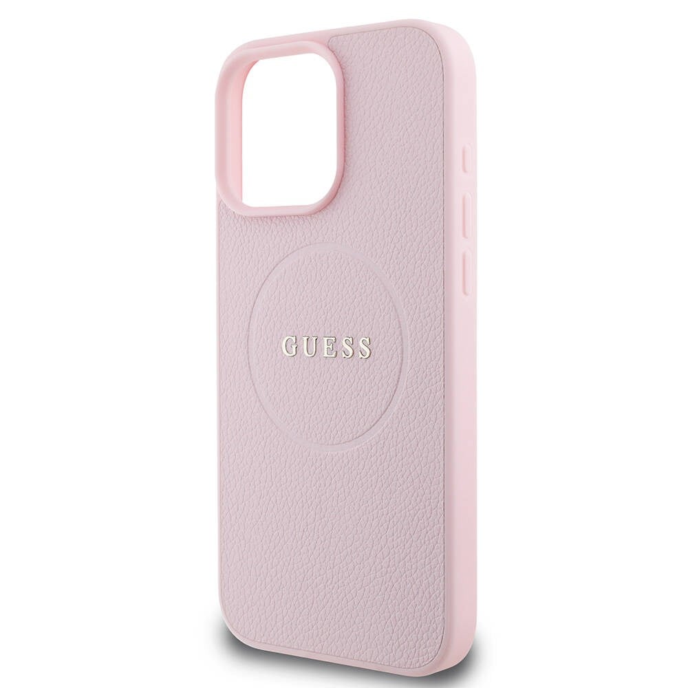 Apple iPhone 16 Pro Max Kılıf Guess Orjinal Lisanslı M-safe Şarj Özellikli Yazı Logolu Grained Kapak