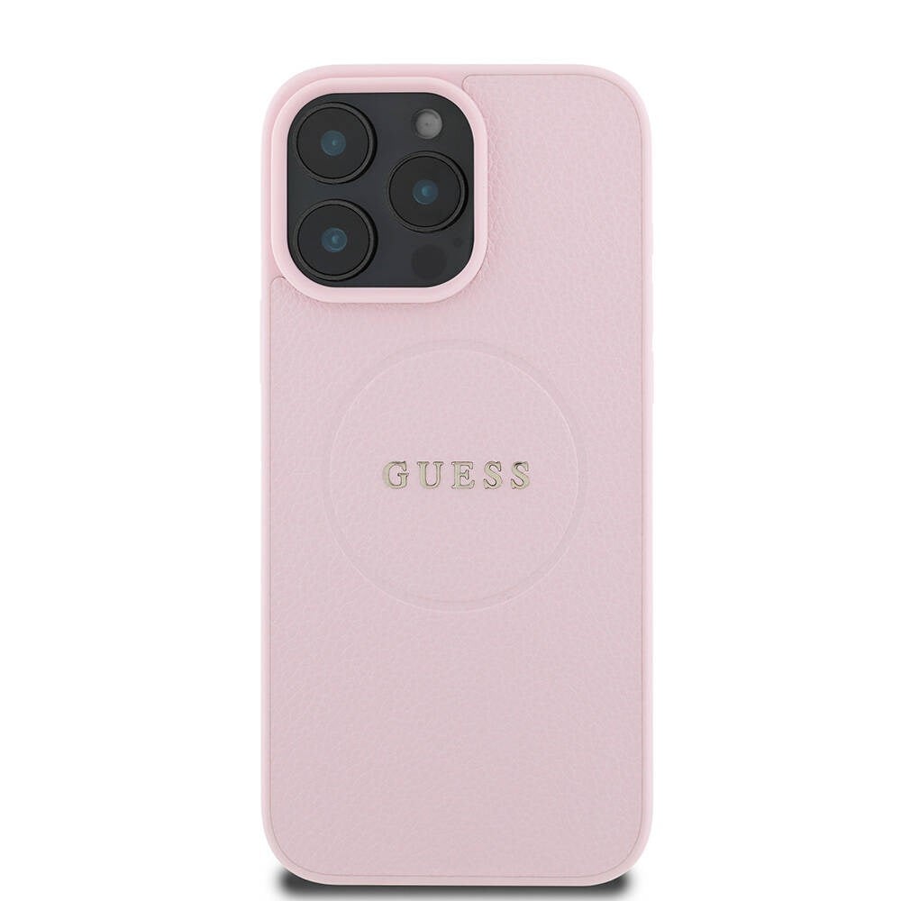 Apple iPhone 16 Pro Max Kılıf Guess Orjinal Lisanslı M-safe Şarj Özellikli Yazı Logolu Grained Kapak