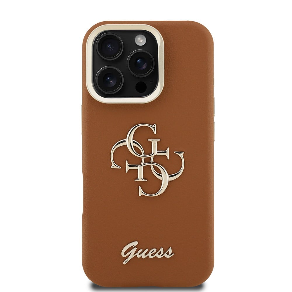 Apple iPhone 16 Pro Max Kılıf Guess Orjinal Lisanslı Grained Yazı Logolu Kamera Standlı Kapak