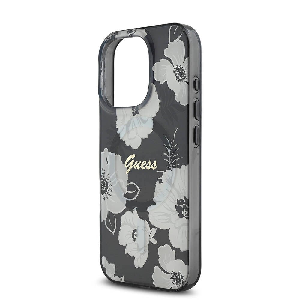 Apple iPhone 16 Pro Max Kılıf Guess Orjinal Lisanslı M-safe Şarj Özellikli Flower Tone On Tone Ring Kapak