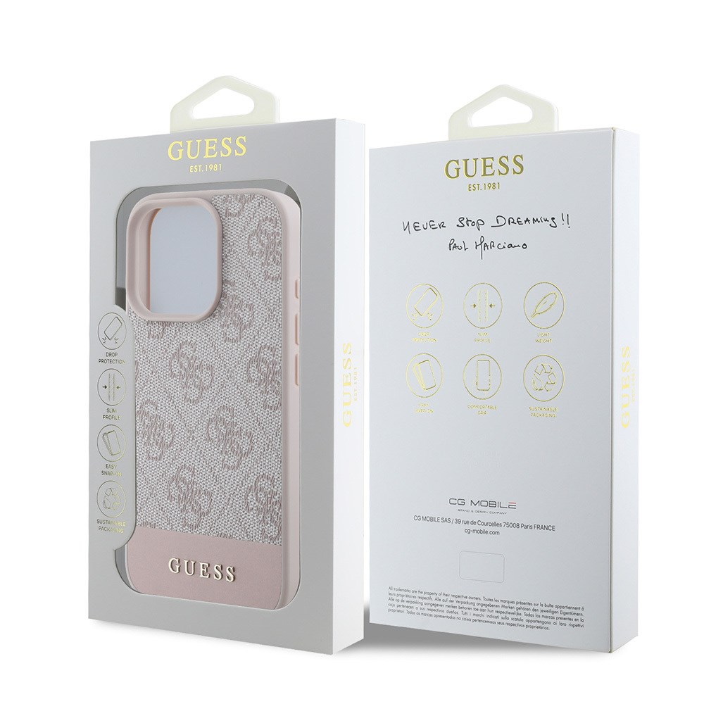 Apple iPhone 16 Pro Max Kılıf Guess Orjinal Lisanslı PU Deri Şerit Logo Dizaynlı Kapak