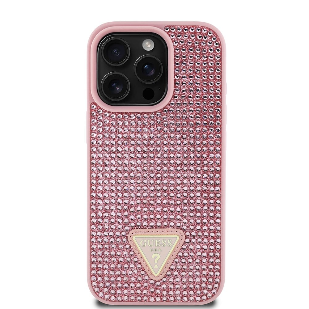 Apple iPhone 16 Pro Max Kılıf Guess Orjinal Lisanslı M-safe Şarj Özellikli 4G Desenli PU Metal Plaka Klasik Logolu Kapak