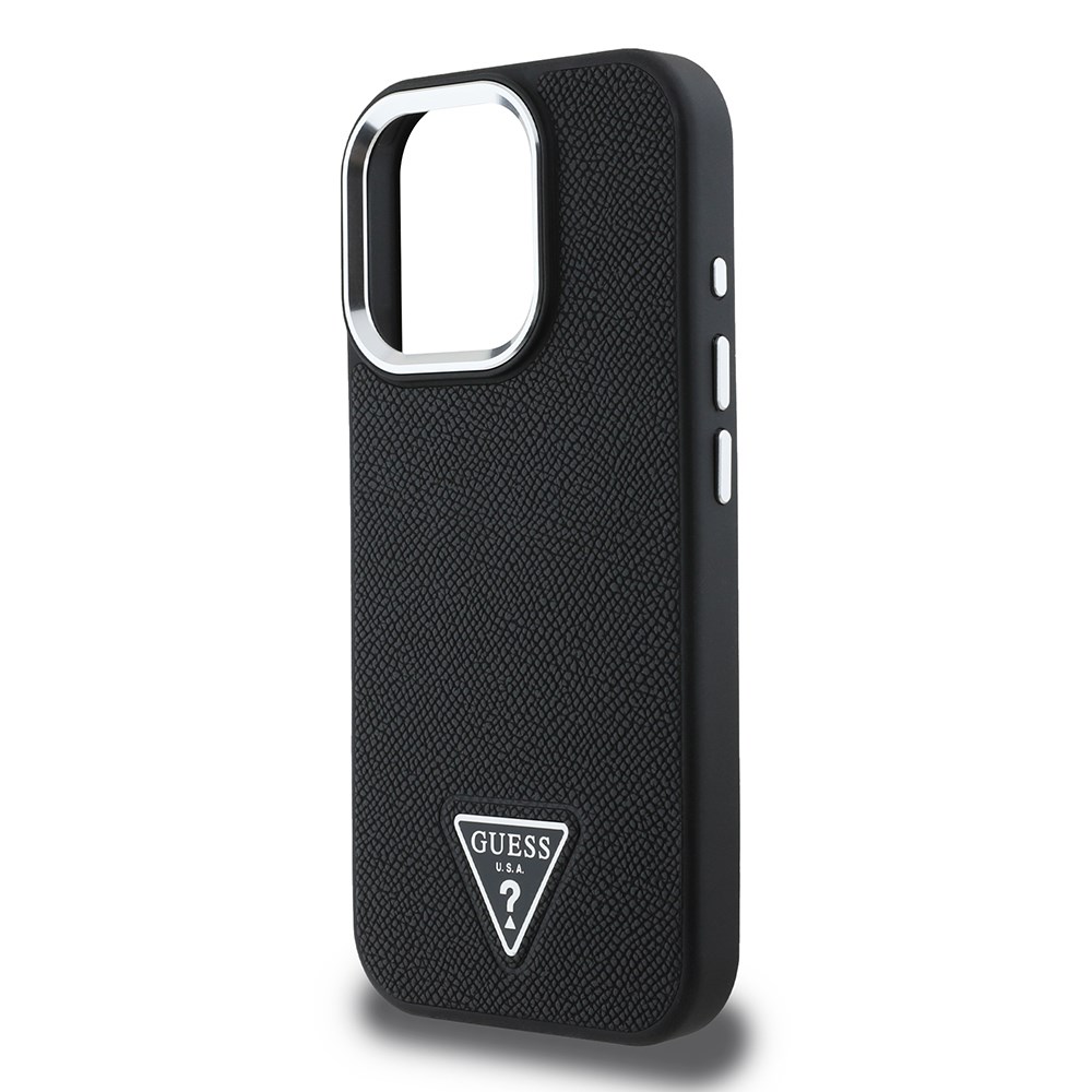 Apple iPhone 16 Pro Max Kılıf Guess Orjinal Lisanslı M-safe Şarj Özellikli Grained Triangle Kapak