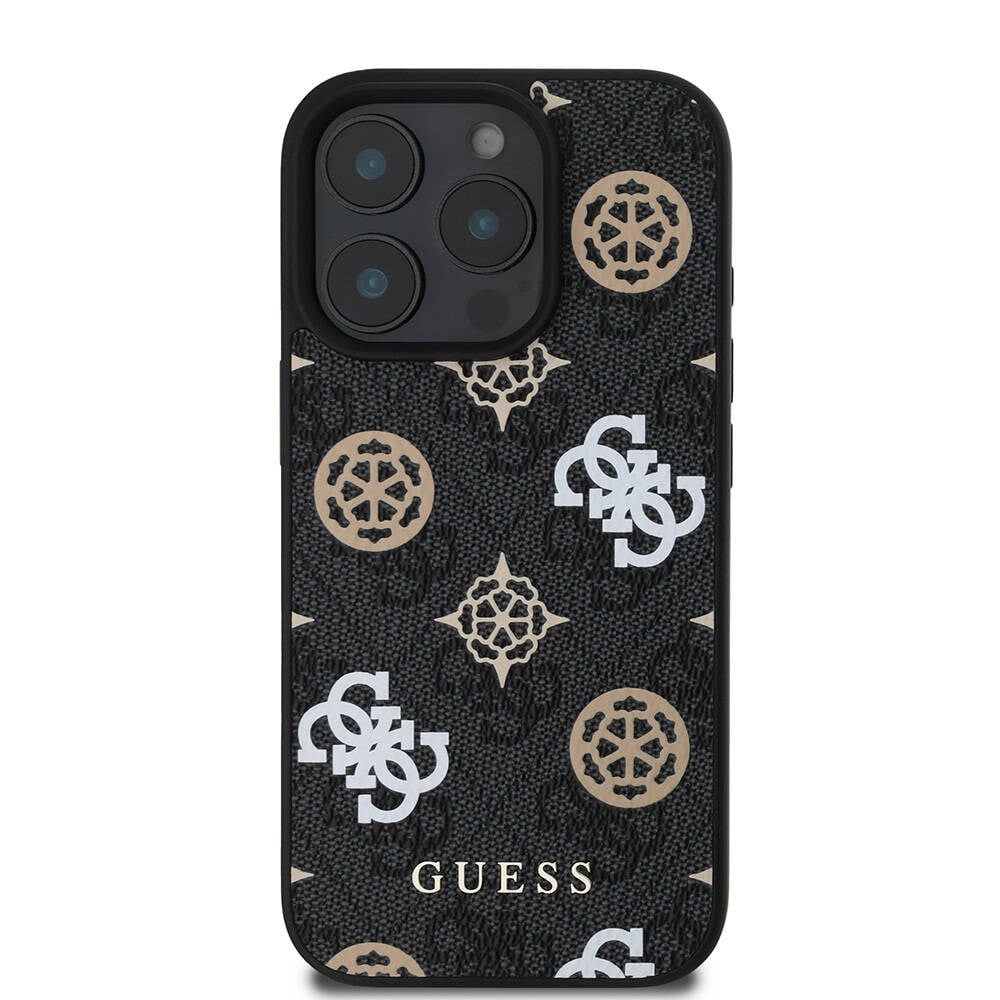 Apple iPhone 16 Pro Max Kılıf Guess Orjinal Lisanslı M-safe Şarj Özellikli 4G Desenli Yazı Logolu Peony Kapak