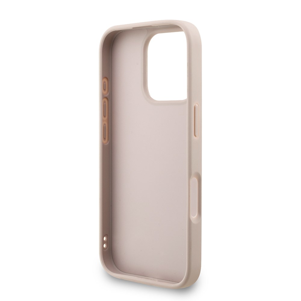 Apple iPhone 16 Pro Max Kılıf Guess Orjinal Lisanslı PU Deri Bilek Askı İpli Metal Büyük 4G ve Yazı Logolu Kapak