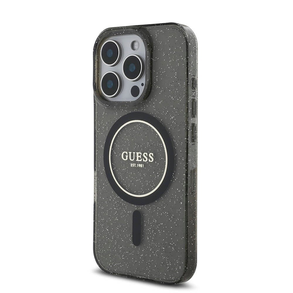 Apple iPhone 16 Pro Max Kılıf Guess Orjinal Lisanslı M-safe Şarj Özellikli Simli Silikon İnci Bileklikli Kapak