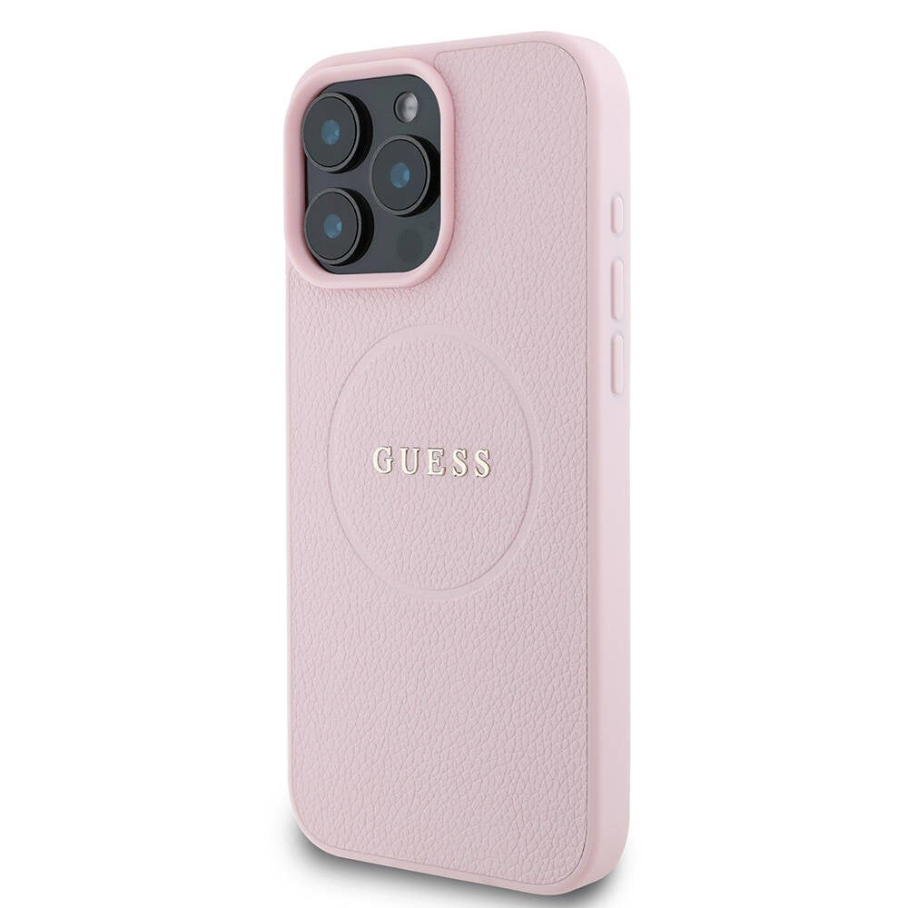 Apple iPhone 16 Pro Max Kılıf Guess Orjinal Lisanslı M-safe Şarj Özellikli Yazı Logolu Grained Kapak