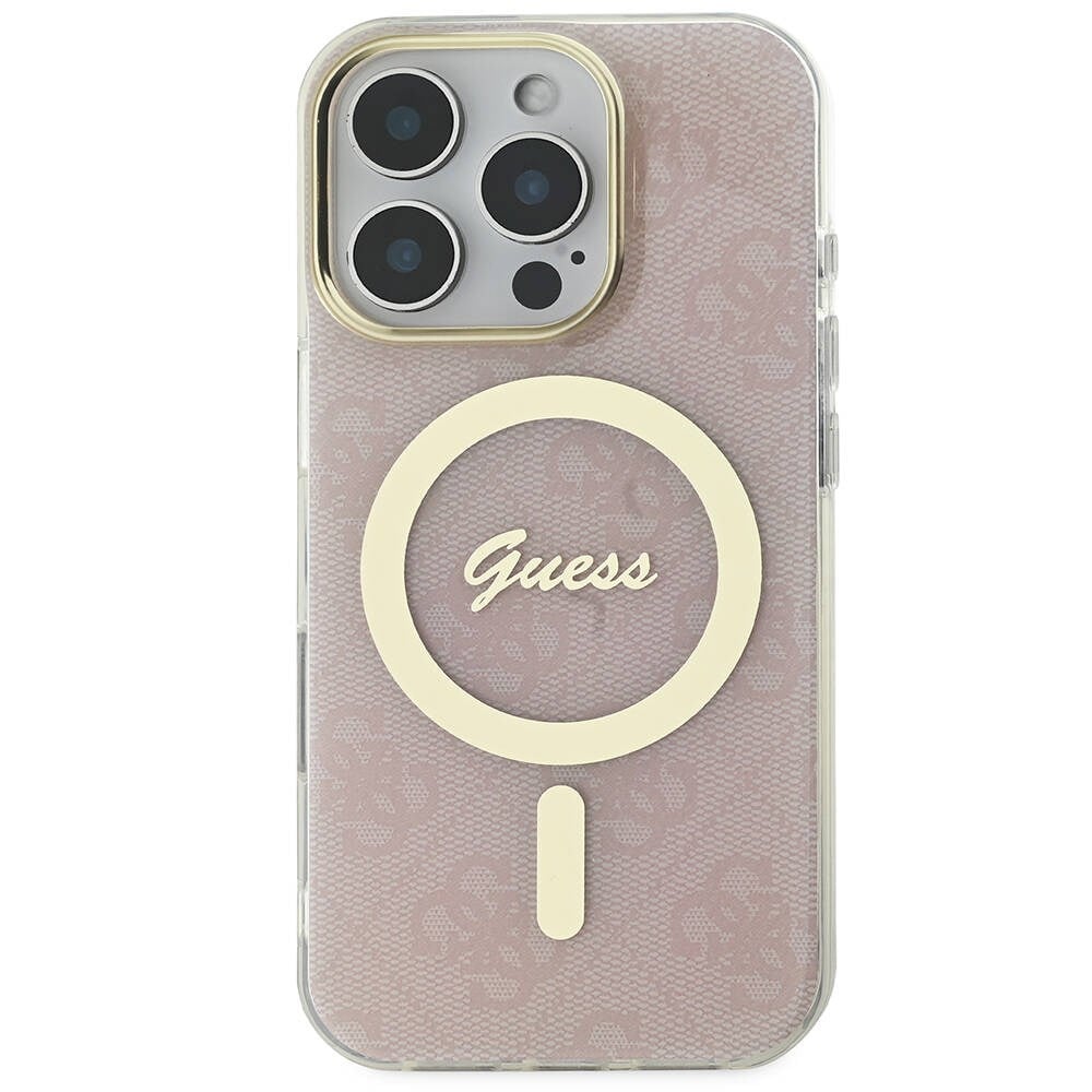 Apple iPhone 16 Pro Max Kılıf Guess Orjinal Lisanslı M-safe Şarj Özellikli Yazı Logolu 4G Desenli Kapak