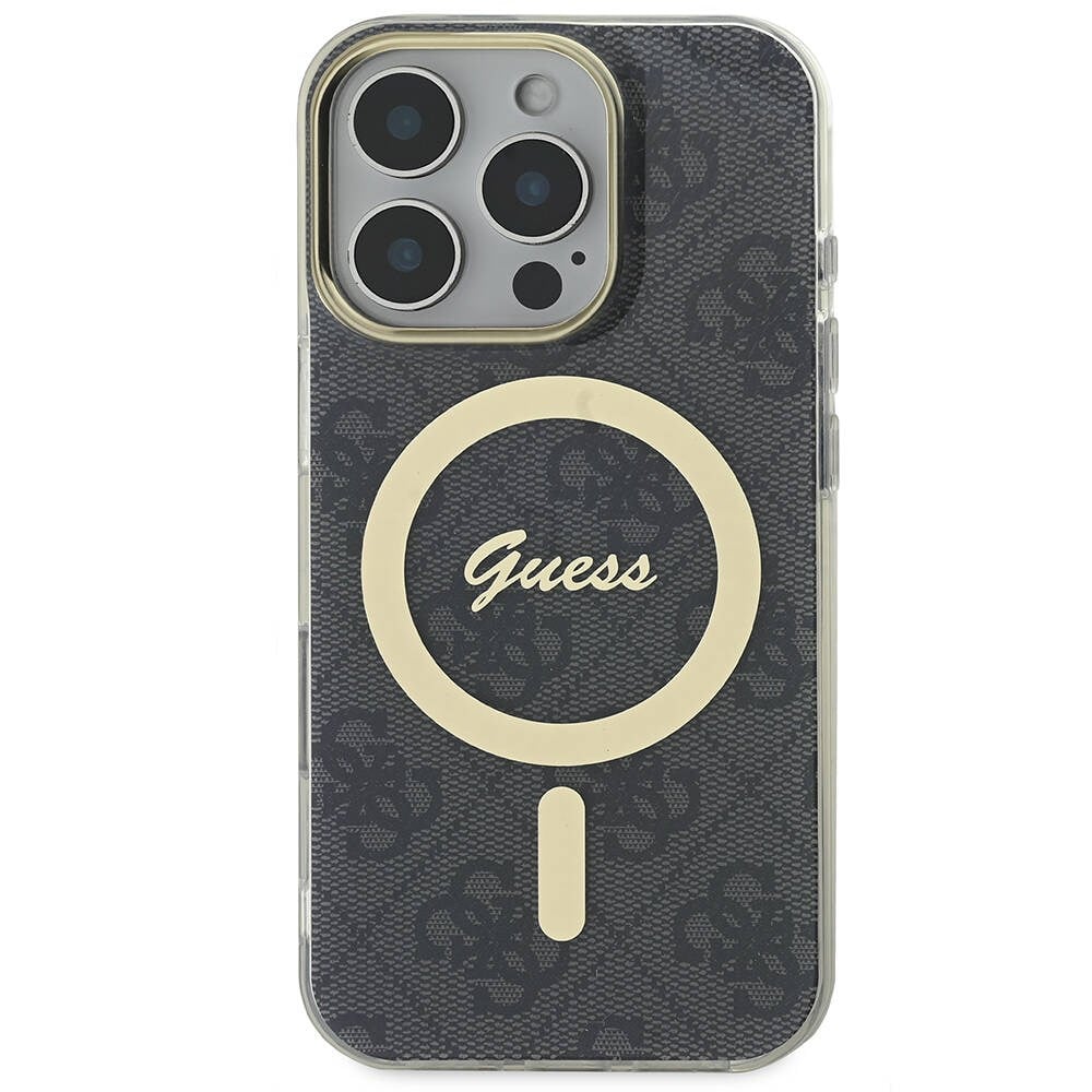 Apple iPhone 16 Pro Max Kılıf Guess Orjinal Lisanslı M-safe Şarj Özellikli Yazı Logolu 4G Desenli Kapak