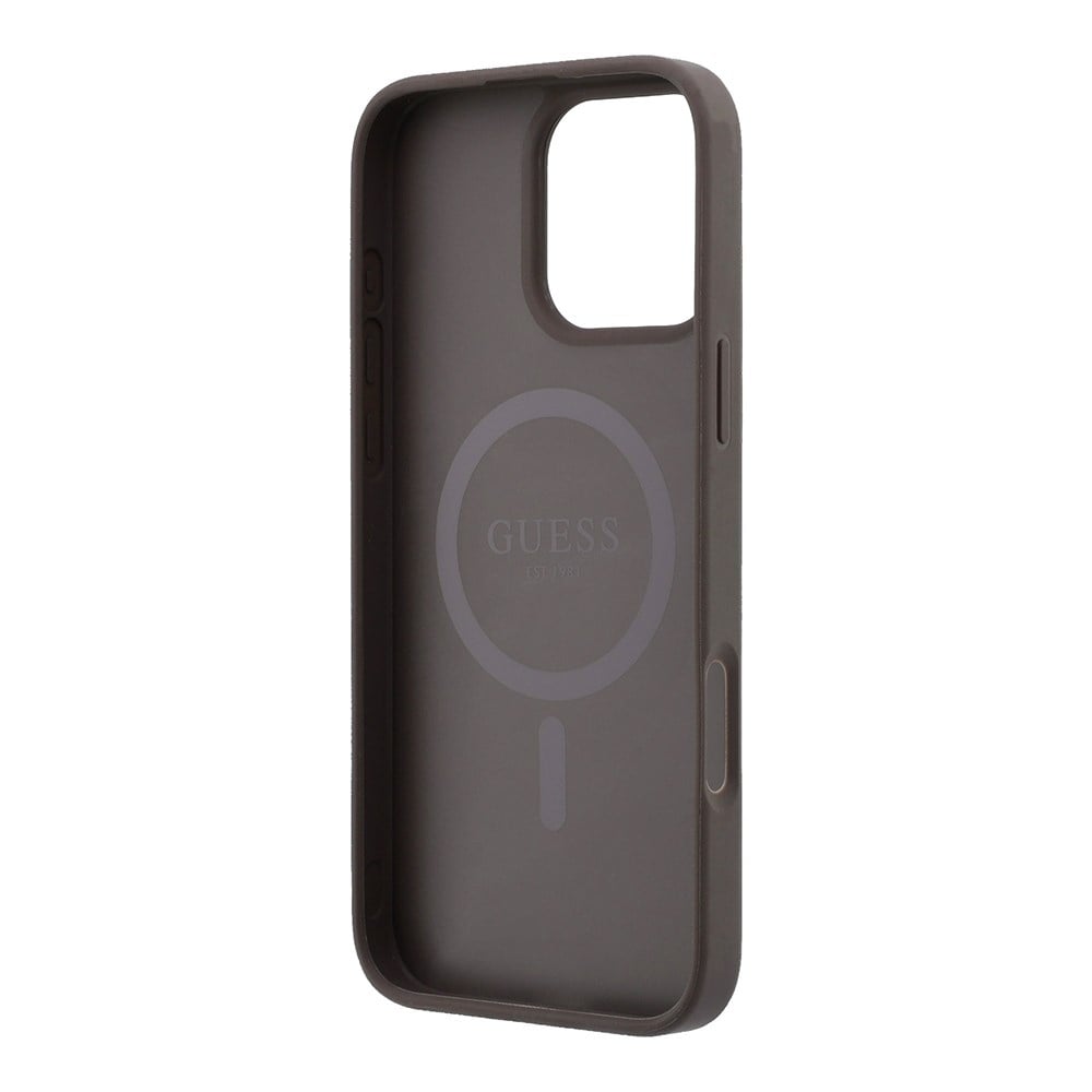 Apple iPhone 16 Pro Max Kılıf Guess Orjinal Lisanslı M-safe Kabartmalı 4G Desenli Yazı Logolu Kapak
