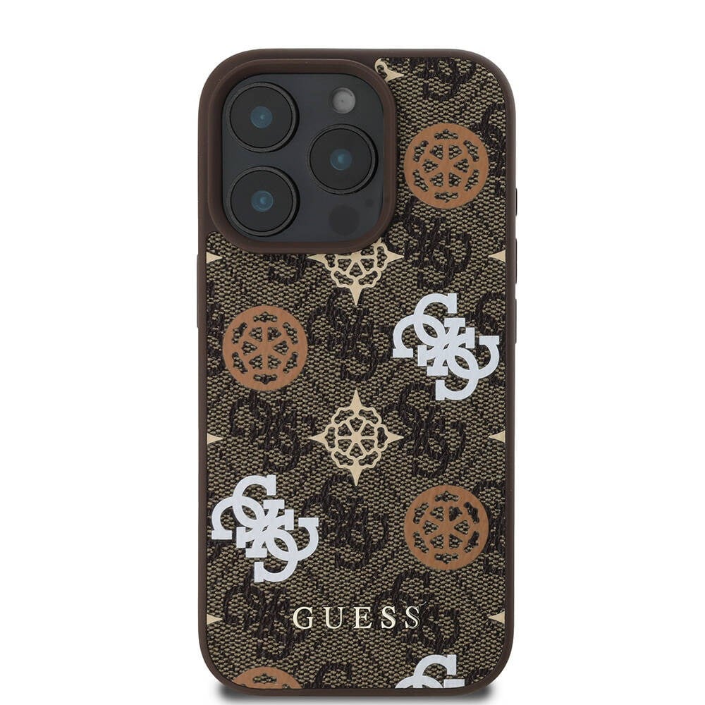 Apple iPhone 16 Pro Max Kılıf Guess Orjinal Lisanslı M-safe Şarj Özellikli 4G Desenli Yazı Logolu Peony Kapak