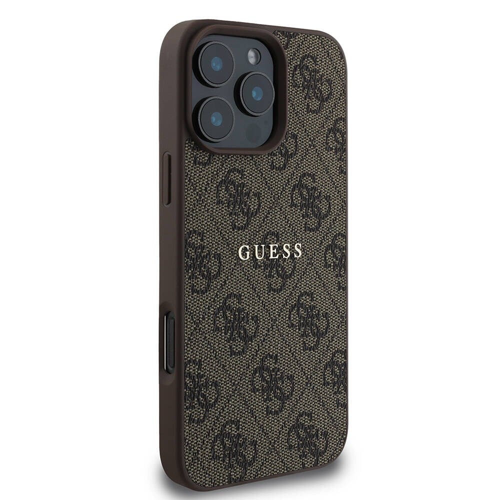 Apple iPhone 16 Pro Max Kılıf Guess Orjinal Lisanslı M-safe Şarj Özellikli 4G Desenli Yazı Logolu Kapak