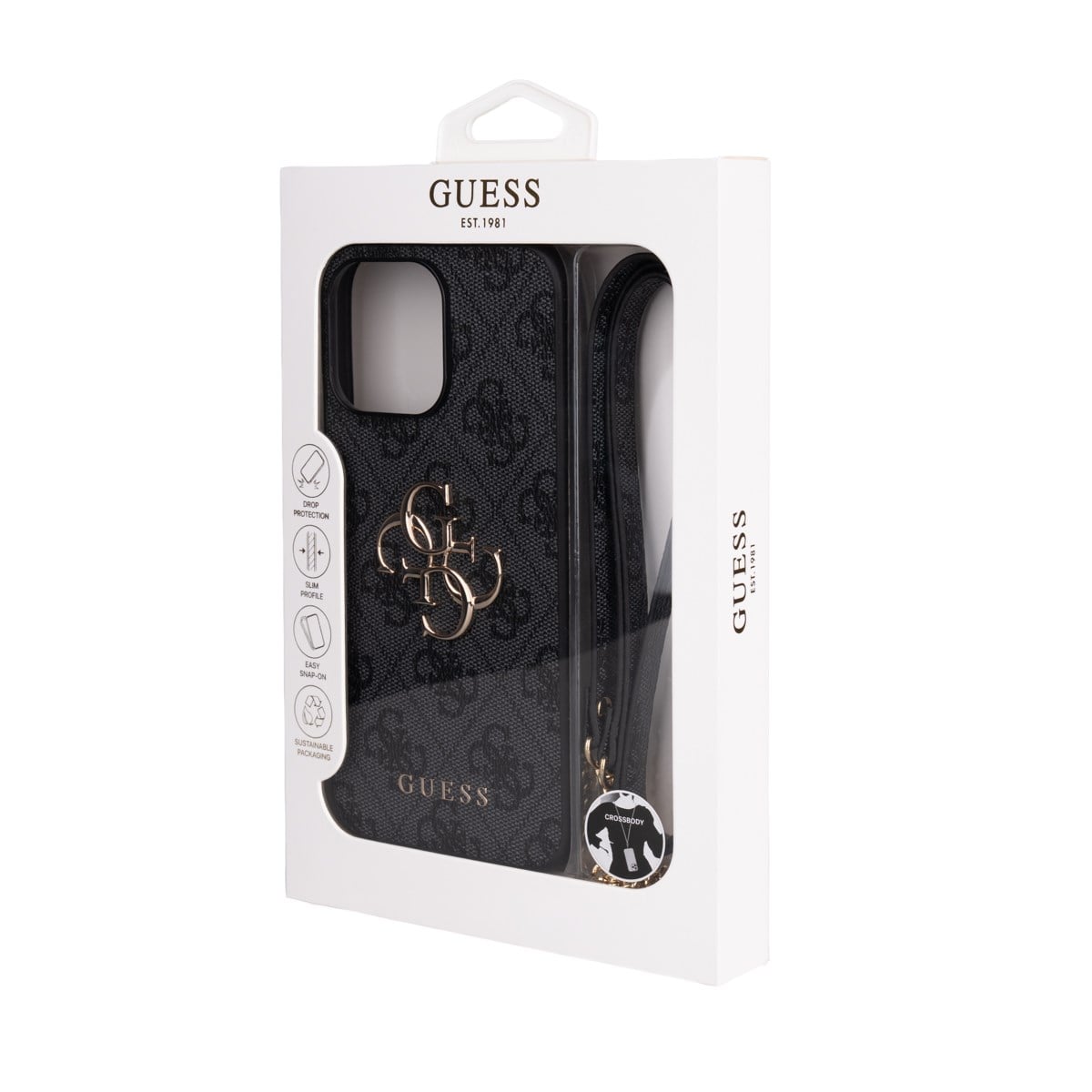 Apple iPhone 16 Pro Max Kılıf Guess Orjinal Lisanslı PU Deri 4G Büyük Metal Logolu Çapraz Vücut Askılı Kapak