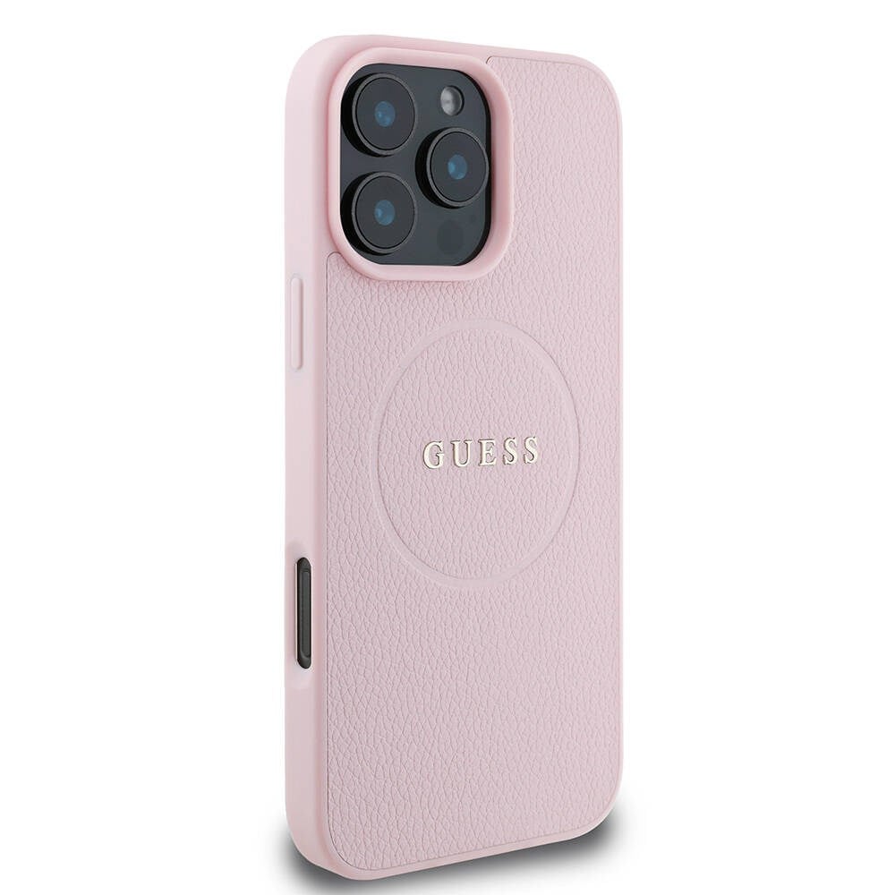 Apple iPhone 16 Pro Max Kılıf Guess Orjinal Lisanslı M-safe Şarj Özellikli Yazı Logolu Grained Kapak