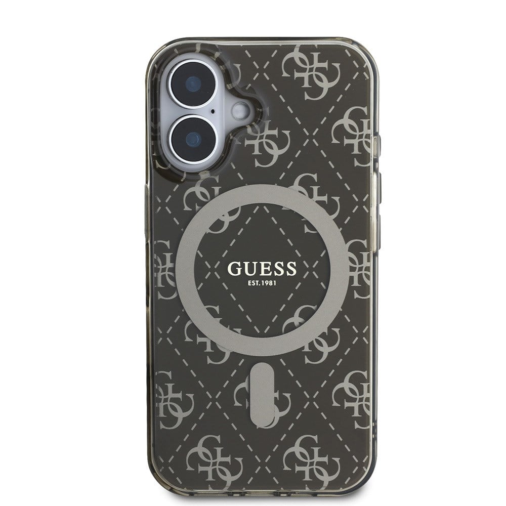 Apple iPhone 16 Pro Max Kılıf Guess Orjinal Lisanslı M-safe Şarj Özellikli IML Baskılı Klasik Logolu 4G Desenli Kapak