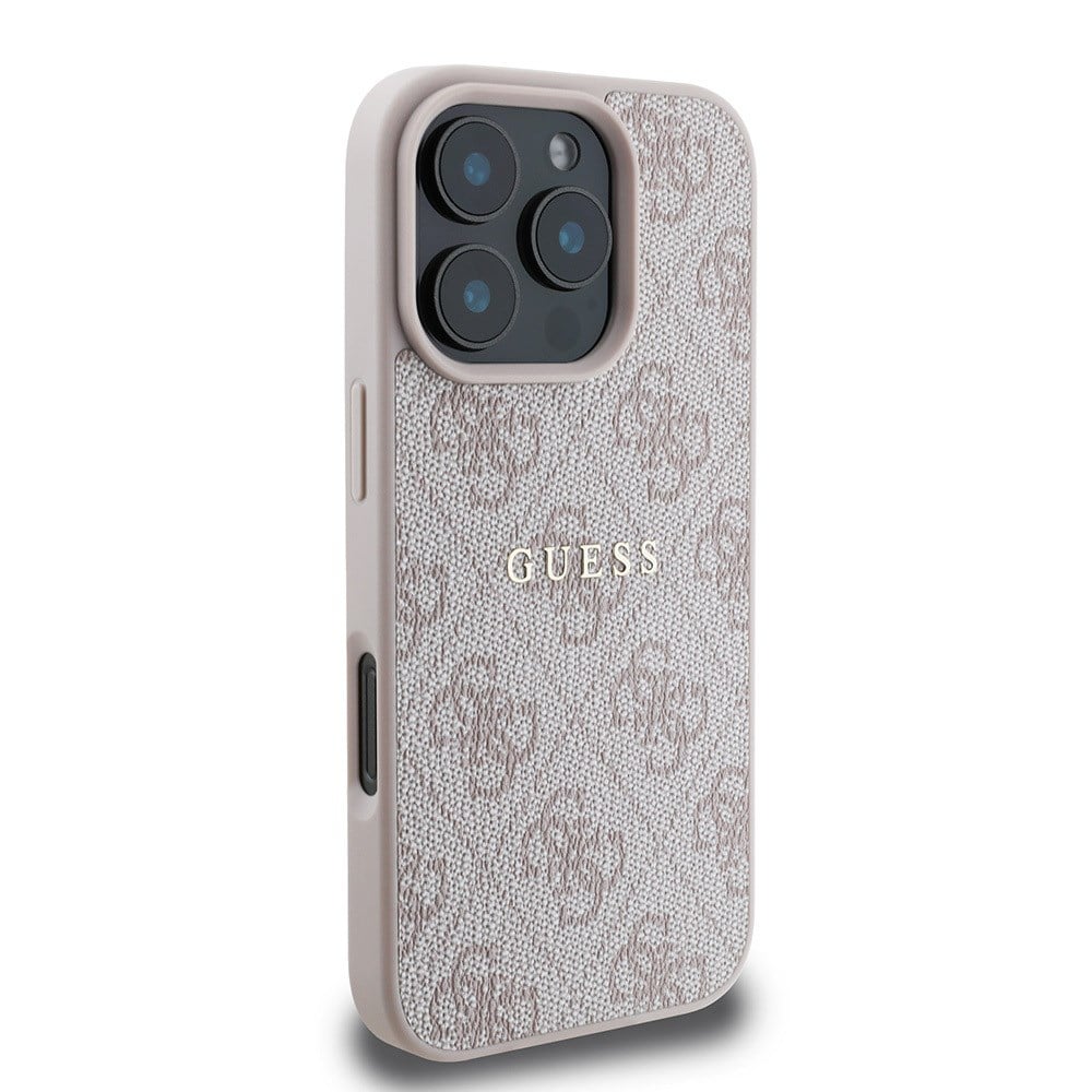 Apple iPhone 16 Pro Max Kılıf Guess Orjinal Lisanslı M-safe Şarj Özellikli 4G Desenli Yazı Logolu Kapak