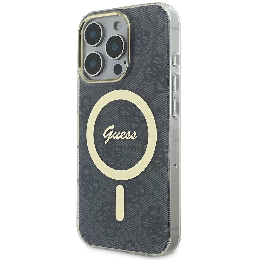 Apple iPhone 16 Pro Max Kılıf Guess Orjinal Lisanslı M-safe Şarj Özellikli Yazı Logolu 4G Desenli Kapak