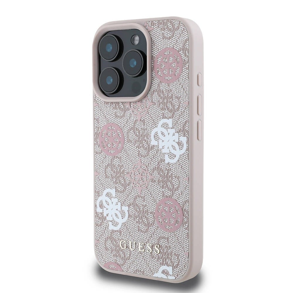 Apple iPhone 16 Pro Max Kılıf Guess Orjinal Lisanslı M-safe Şarj Özellikli 4G Desenli Yazı Logolu Peony Kapak