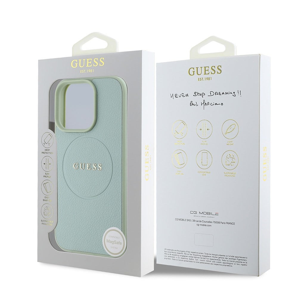 Apple iPhone 16 Pro Max Kılıf Guess Orjinal Lisanslı M-safe Şarj Özellikli Yazı Logolu Grained Kapak