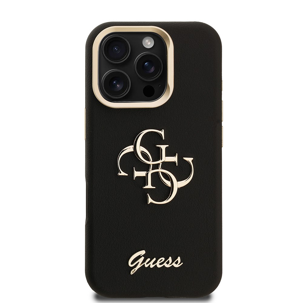 Apple iPhone 16 Pro Max Kılıf Guess Orjinal Lisanslı Grained Yazı Logolu Kamera Standlı Kapak