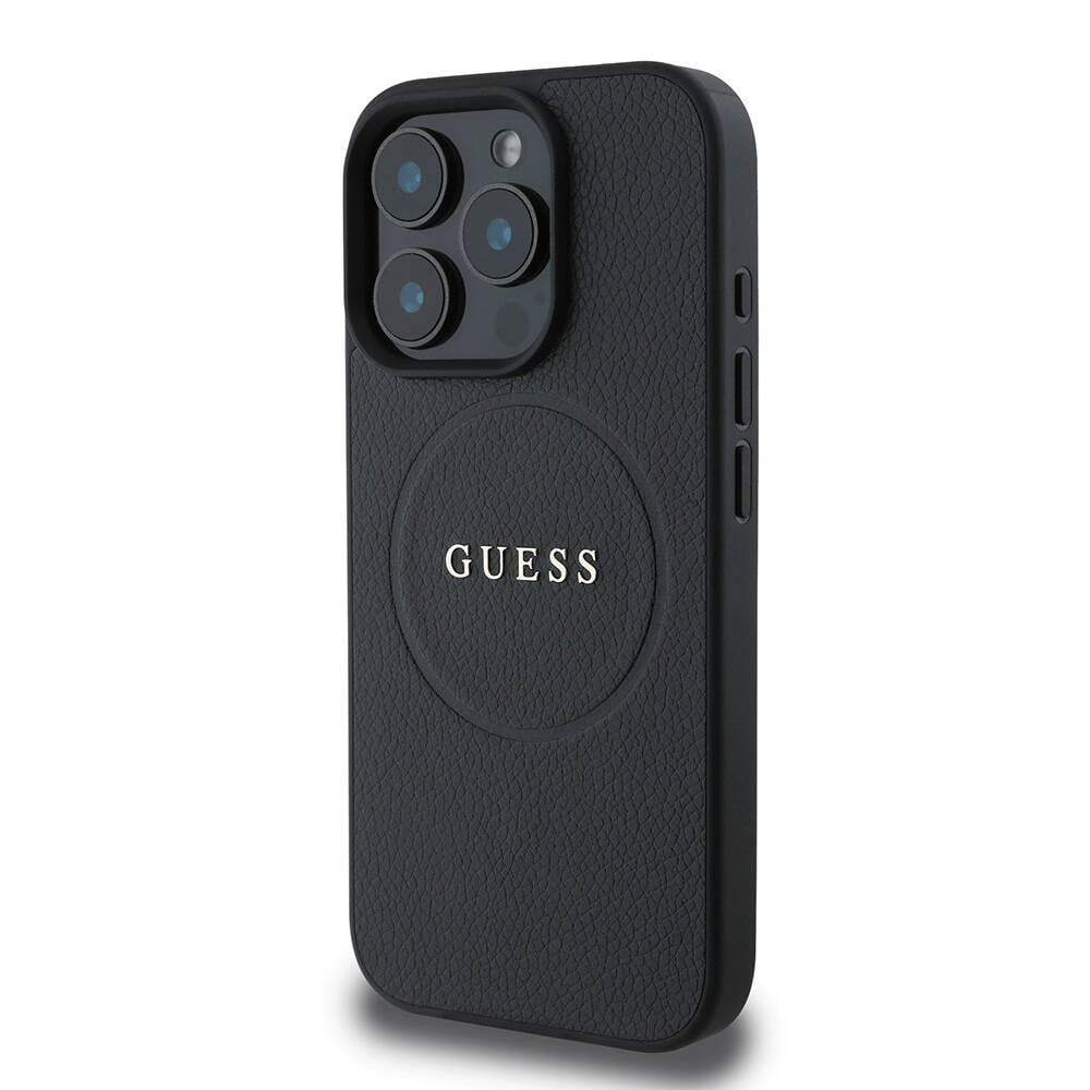 Apple iPhone 16 Pro Max Kılıf Guess Orjinal Lisanslı M-safe Şarj Özellikli Yazı Logolu Grained Kapak