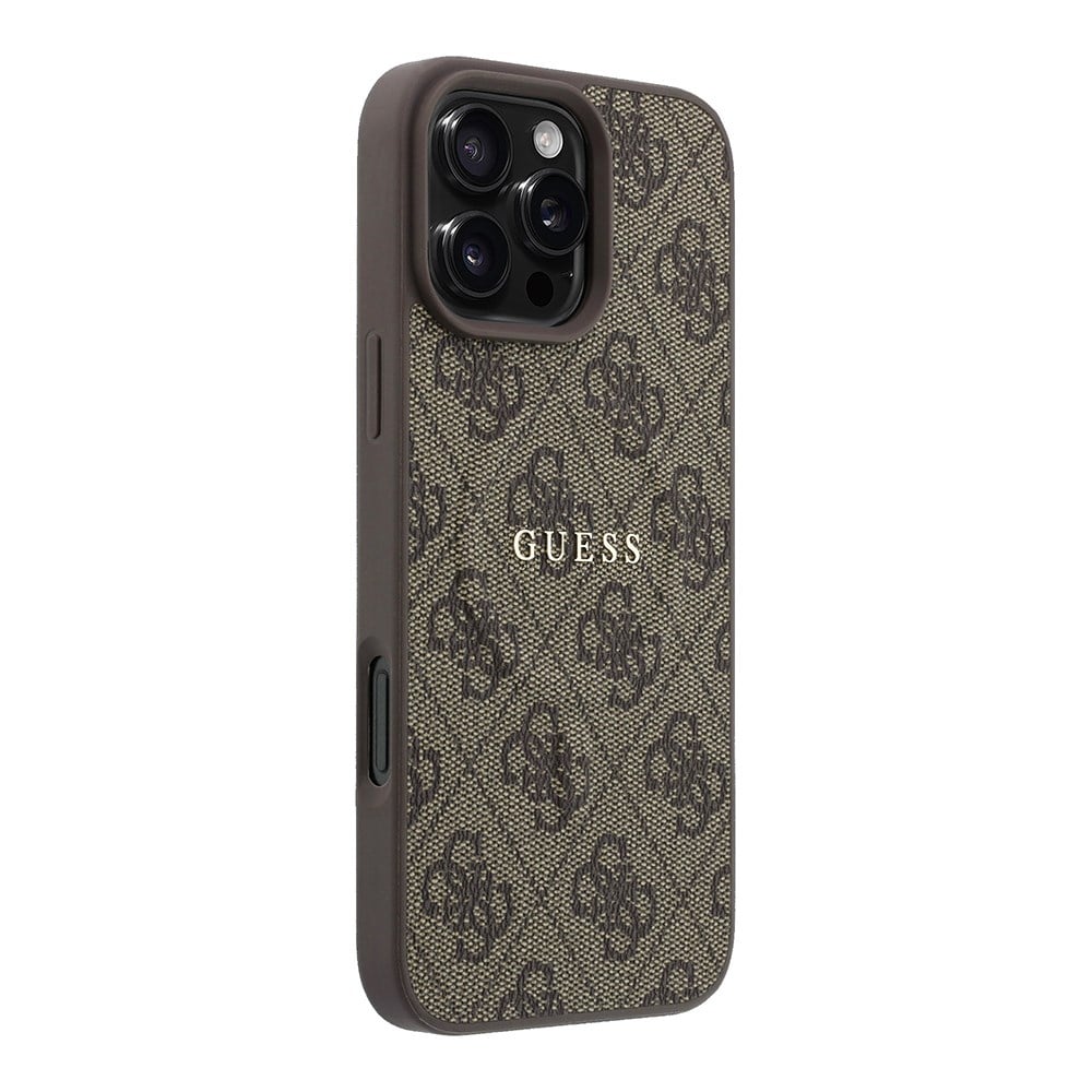 Apple iPhone 16 Pro Max Kılıf Guess Orjinal Lisanslı M-safe Kabartmalı 4G Desenli Yazı Logolu Kapak