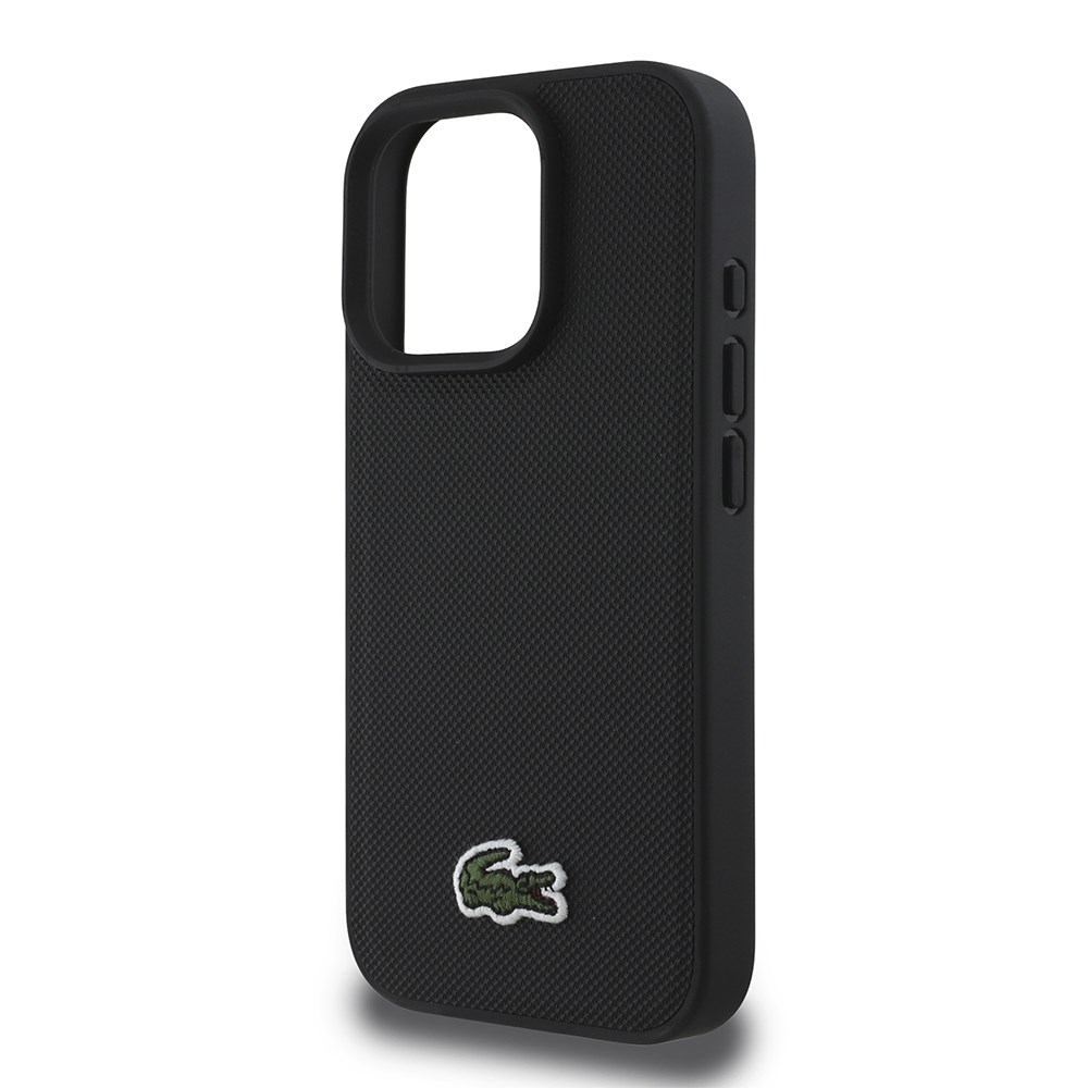 Apple iPhone 16 Pro Max Kılıf Lacoste Orjinal Lisanslı PU Pike Desenli Arka Yüzey İkonik Timsah Dokuma Logolu Kapak + Type-C Kablo 1.5m