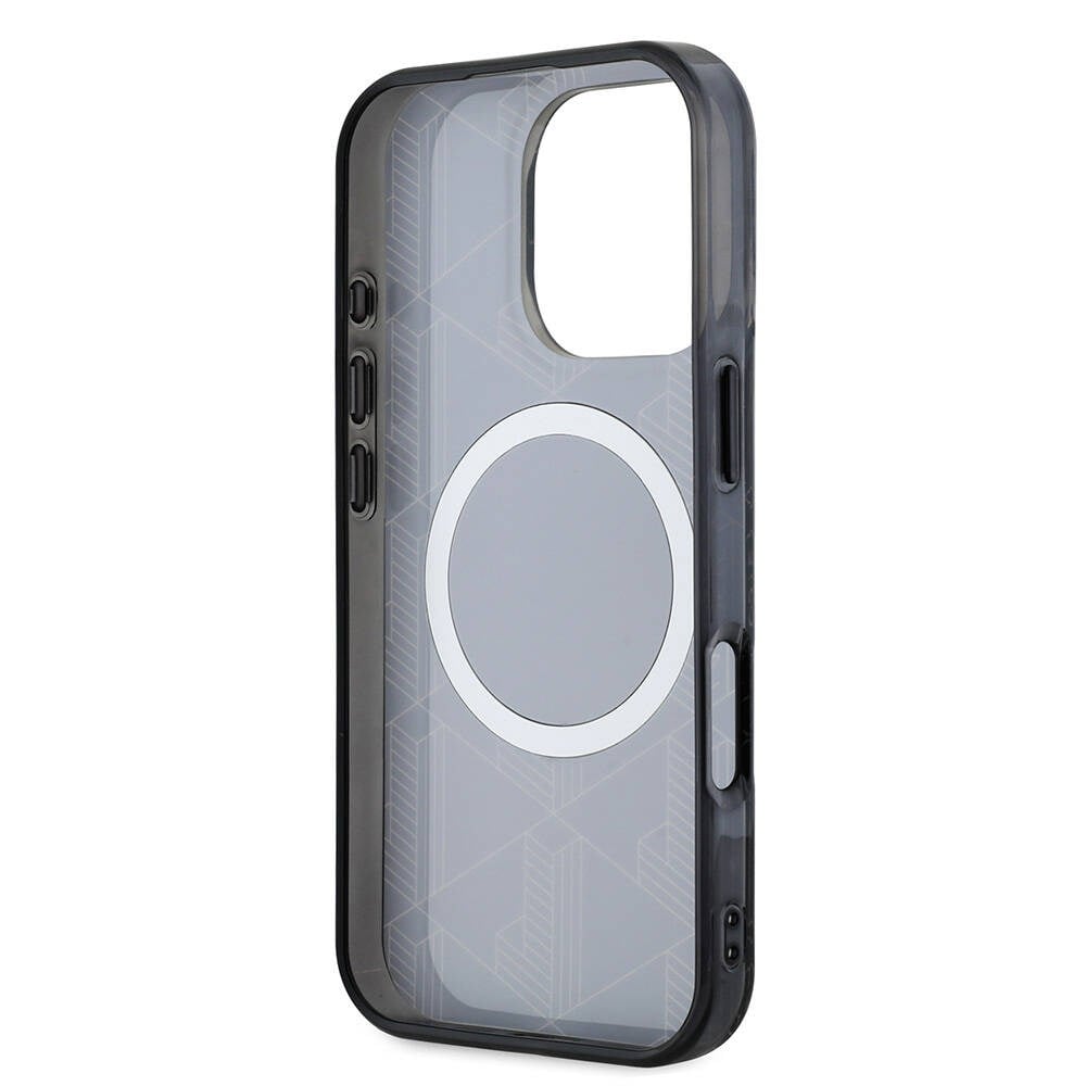 Apple iPhone 16 Pro Max Kılıf Lacoste Orjinal Lisanslı M-safe Şarj Özellikli IML Baskılı Gümüş Timsah Logolu Monogram Kapak