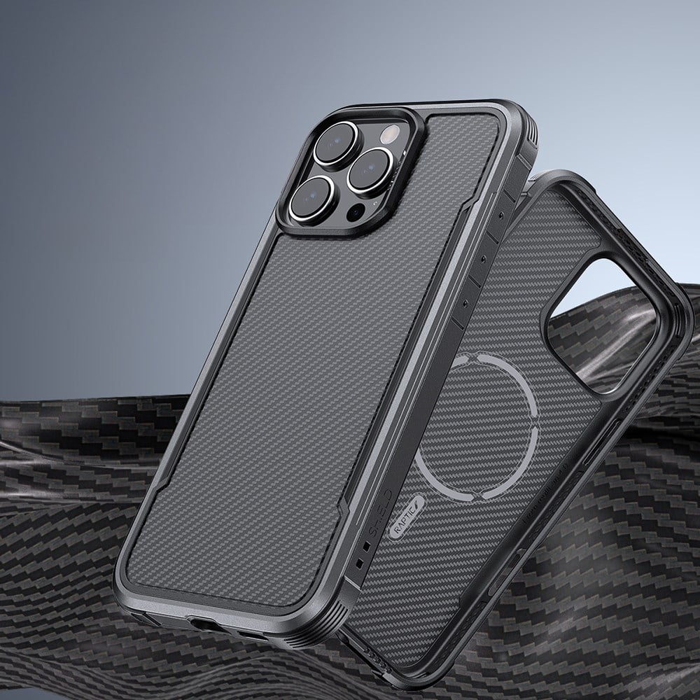 Apple iPhone 16 Pro Max Kılıf M-safe Şarj Özellikli Airbagli Raptic Apex Serisi Karbon Fiber Tasarımlı Kapak
