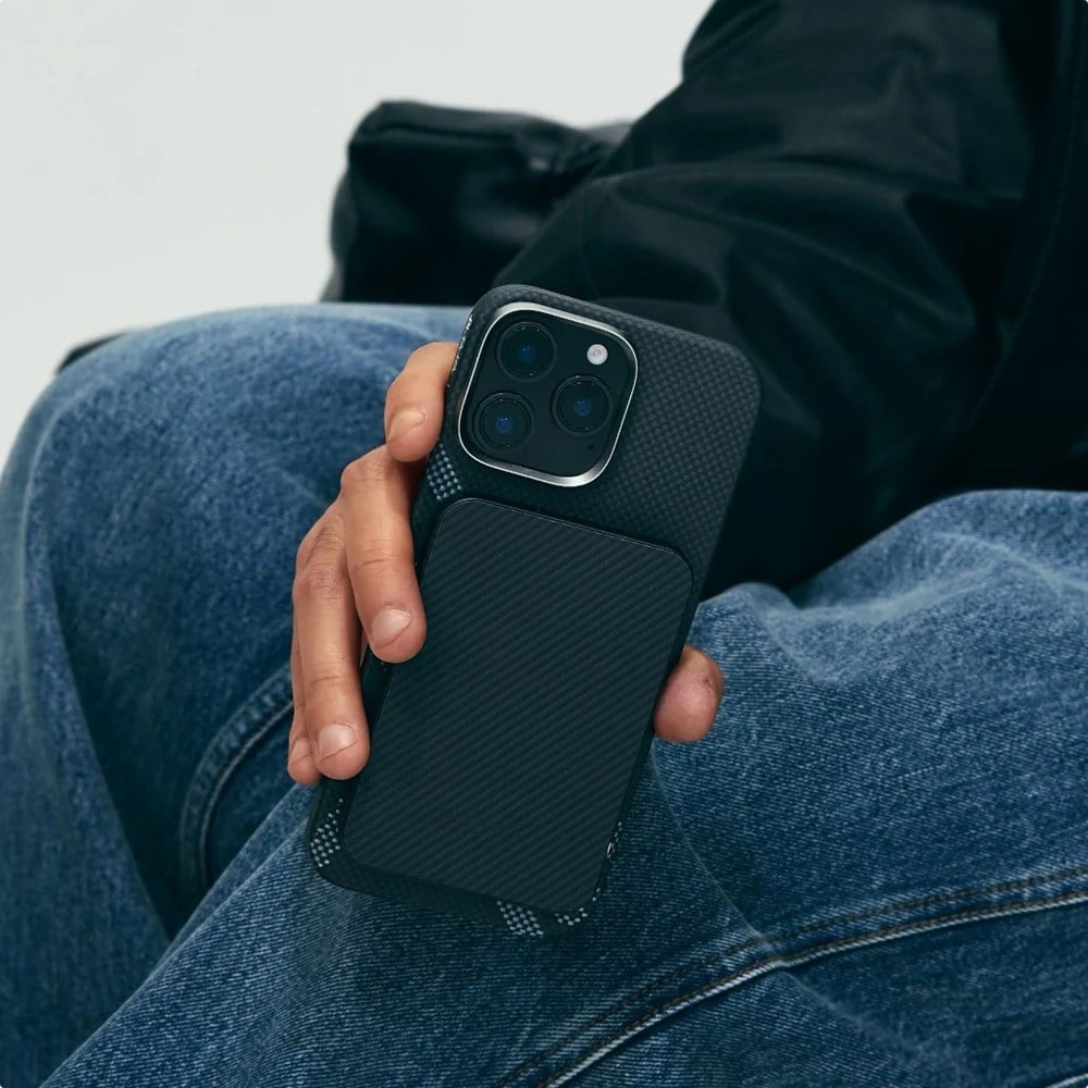 Apple iPhone 16 Pro Max Kılıf M-safe Şarj Özellikli Aramid Fiber Re-TROS Tasarımlı Pitaka Tactile Woven Rebuilding Serisi Kapak