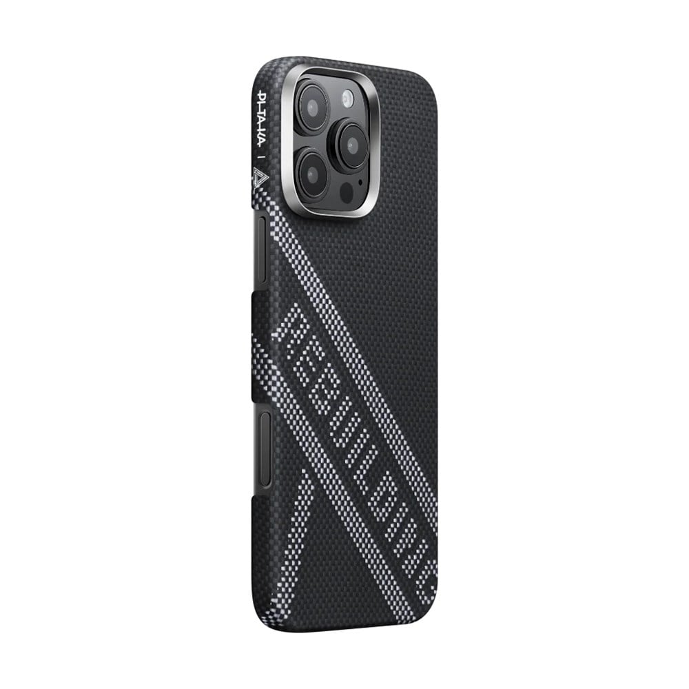Apple iPhone 16 Pro Max Kılıf M-safe Şarj Özellikli Aramid Fiber Re-TROS Tasarımlı Pitaka Tactile Woven Rebuilding Serisi Kapak