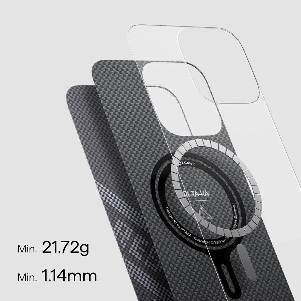 Apple iPhone 16 Pro Max Kılıf M-safe Şarj Özellikli Aramid Fiber Re-TROS Tasarımlı Pitaka Tactile Woven Rebuilding Serisi Kapak