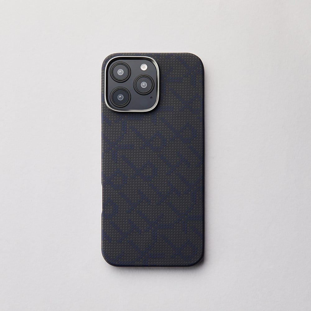 Apple iPhone 16 Pro Max Kılıf M-safe Şarj Özellikli Aramid Fiber Pitaka Tactile Woven Monogram Serisi Kapak