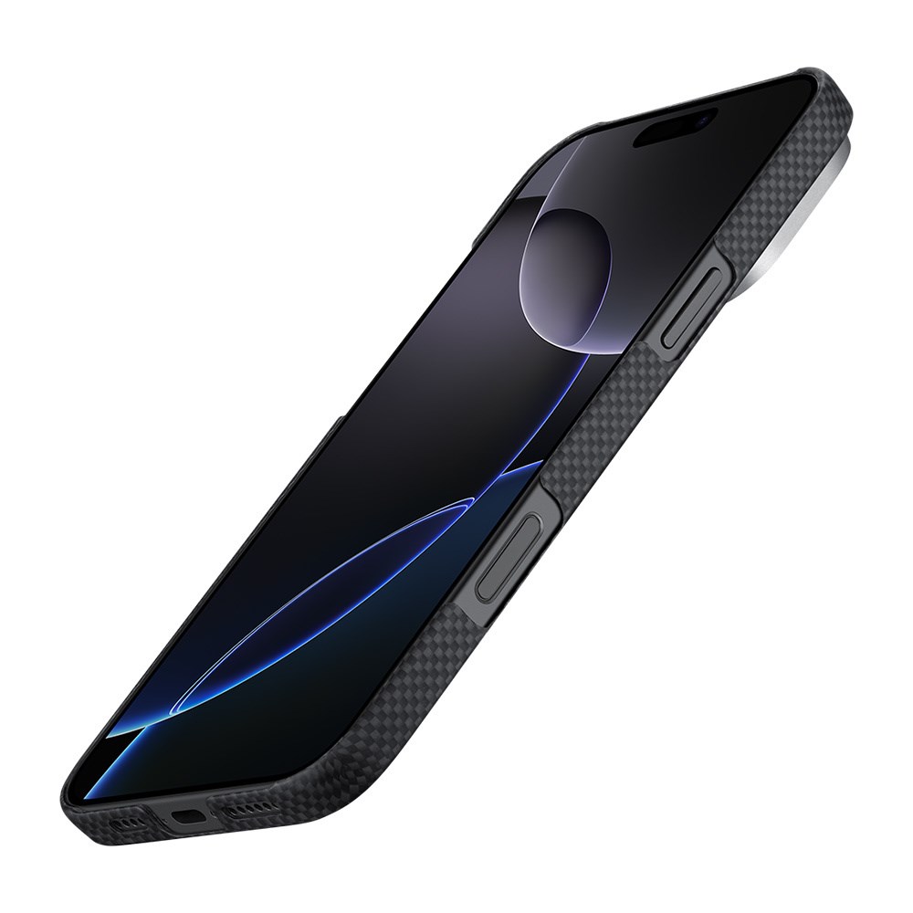 Apple iPhone 16 Pro Max Kılıf M-safe Şarj Özellikli Lumintex Teknolojili Fosforlu Aramid Fiber Pitaka Tactile Woven Aries Serisi NoProblemo Kapak