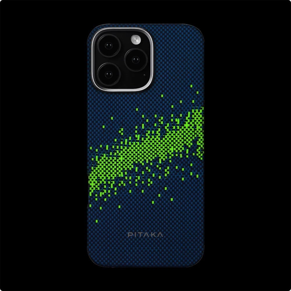 Apple iPhone 16 Pro Max Kılıf M-safe Şarj Özellikli Lumintex Teknolojili Fosforlu Özellikli Aramid Fiber Pitaka Tactile Woven Starpeak Serisi Milky Way Galaxy Kapak