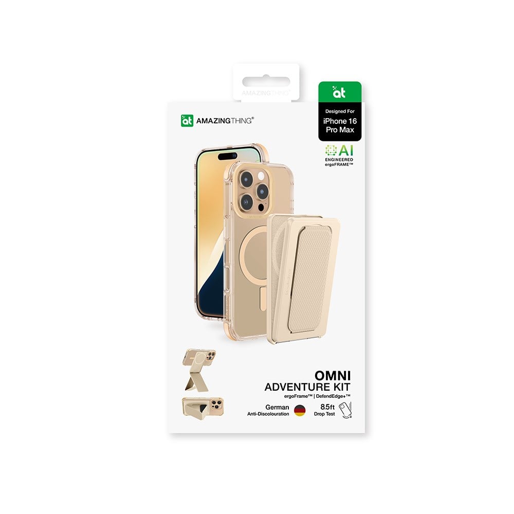 Apple iPhone 16 Pro Max Kılıf M-safe Şarj Özellikli Standlı Set Amazingthing Omni Adventure Serisi Kapak