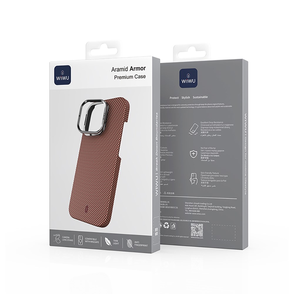 Apple iPhone 16 Pro Max Kılıf Wiwu DCC-208 M-safe Şarj Özellikli Kamera Standlı Aramid Fiber Tasarım Kapak