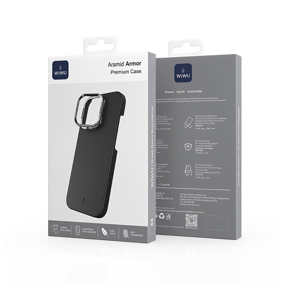 Apple iPhone 16 Pro Max Kılıf Wiwu DCC-208 M-safe Şarj Özellikli Kamera Standlı Aramid Fiber Tasarım Kapak