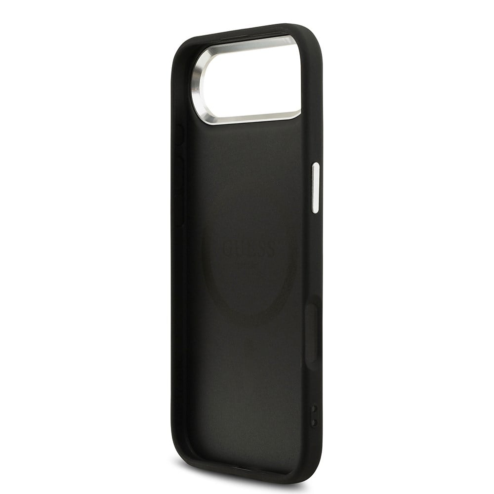 Apple iPhone 17 Air Kılıf Guess Orjinal Lisanslı M-safe Şarj Özellikli Sıcak Baskılı Klasik Yazı Logolu PU Deri Peony Kapak