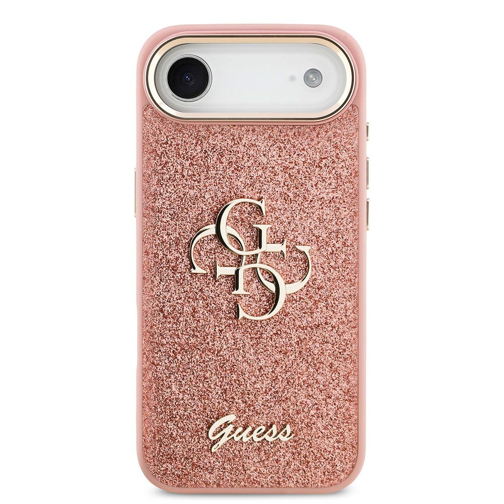 Apple iPhone 17 Air Kılıf Guess Orjinal Lisanslı 4G Büyük Metal Kamera Çerçeveli ve Logolu Glitter Kapak
