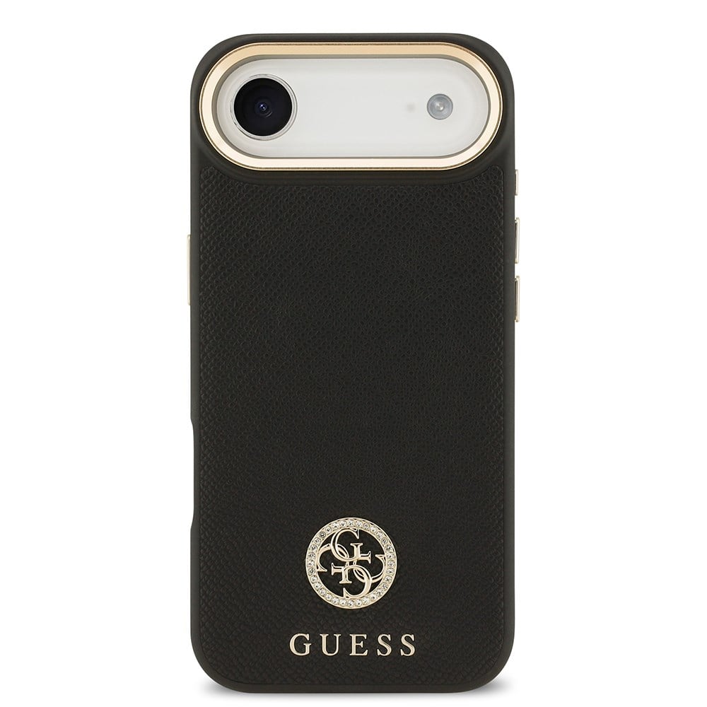 Apple iPhone 17 Air Kılıf Guess Orjinal Lisanslı M-safe Şarj Özellikli Grained Yazı ve Taşlı 4G Logolu Kapak
