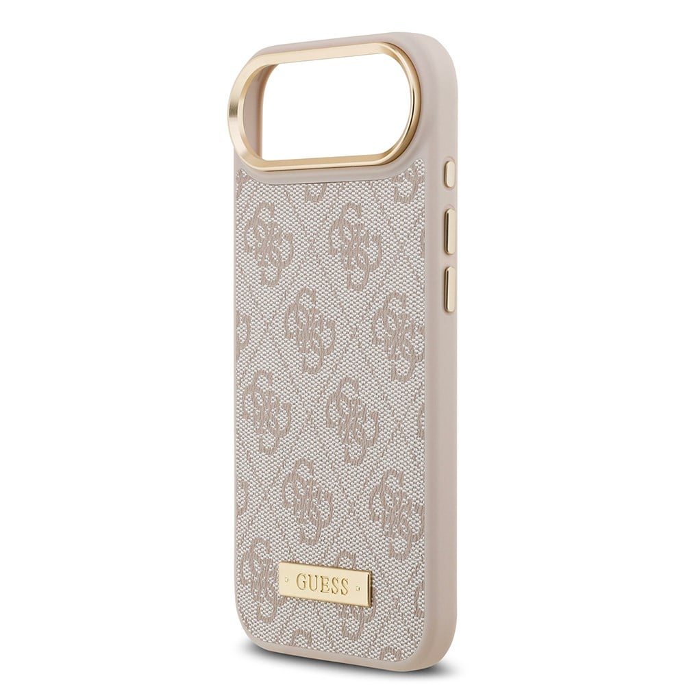 Apple iPhone 17 Air Kılıf Guess Orjinal Lisanslı M-safe Şarj Özellikli 4G Desenli PU Metal Plaka Klasik Logolu Kapak