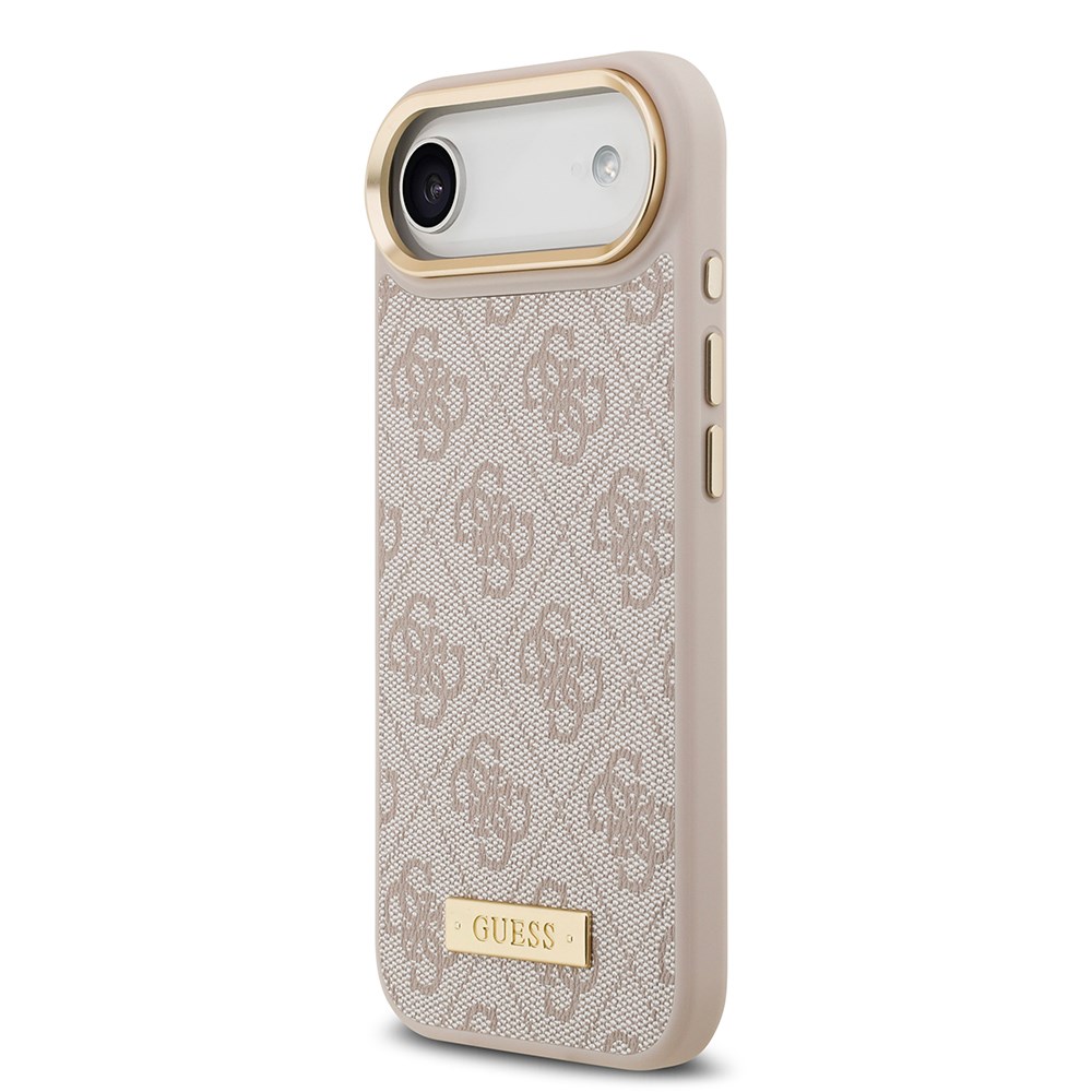 Apple iPhone 17 Air Kılıf Guess Orjinal Lisanslı M-safe Şarj Özellikli 4G Desenli PU Metal Plaka Klasik Logolu Kapak