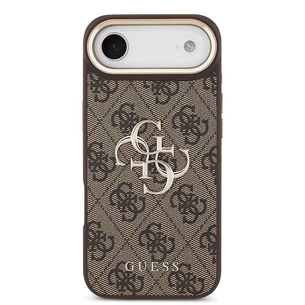 Apple iPhone 17 Air Kılıf Guess Orjinal Lisanslı Gold Metal Kamera Çerçeveli 4G Desenli Metal Büyük 4G ve Yazı Logolu Kapak