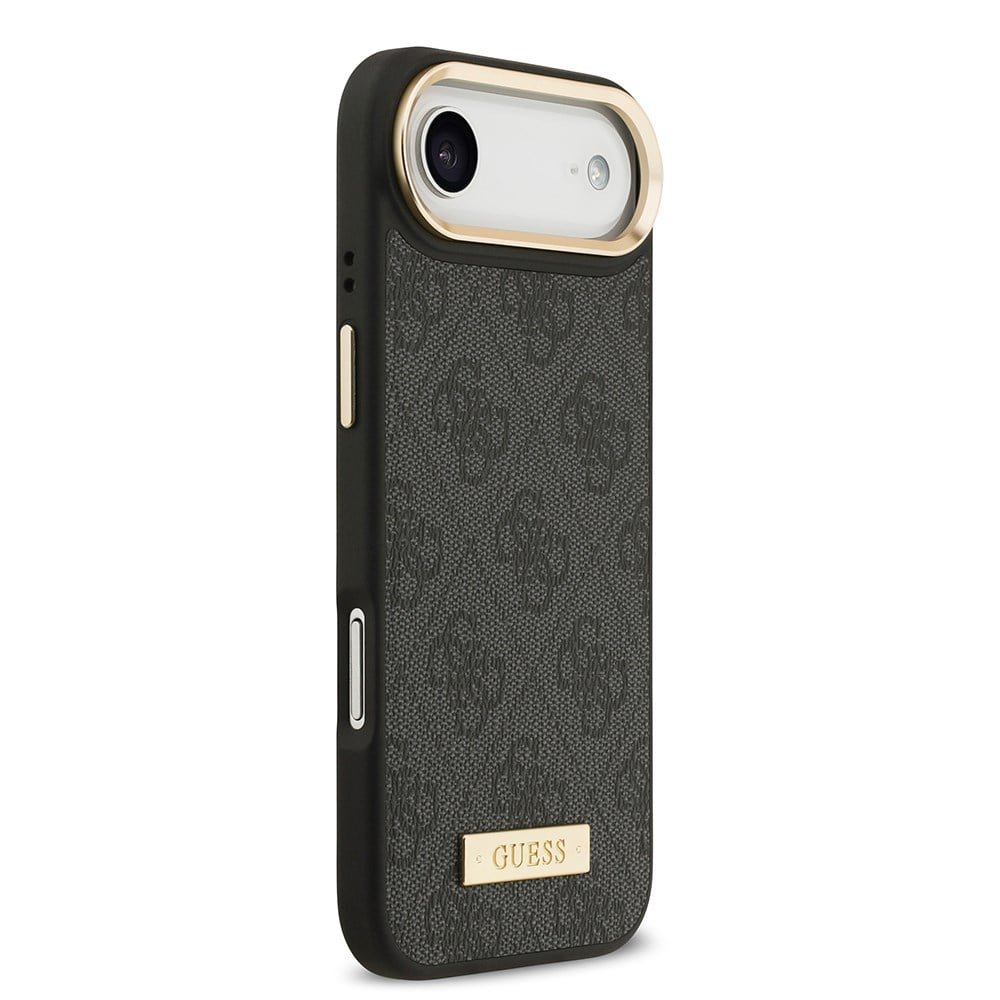 Apple iPhone 17 Air Kılıf Guess Orjinal Lisanslı M-safe Şarj Özellikli 4G Desenli PU Metal Plaka Klasik Logolu Kapak