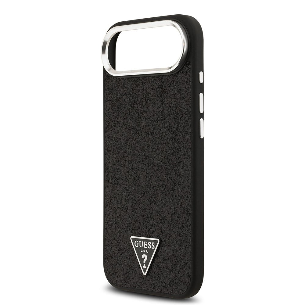 Apple iPhone 17 Air Kılıf Guess Orjinal Lisanslı M-safe Şarj Özellikli Metal Kamera Çerçeveli Üçgen Logolu Glitter Kapak