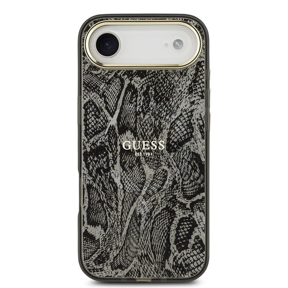 Apple iPhone 17 Air Kılıf Guess Orjinal Lisanslı M-safe Şarj Özellikli Yazı Logolu Python Desenli Kapak