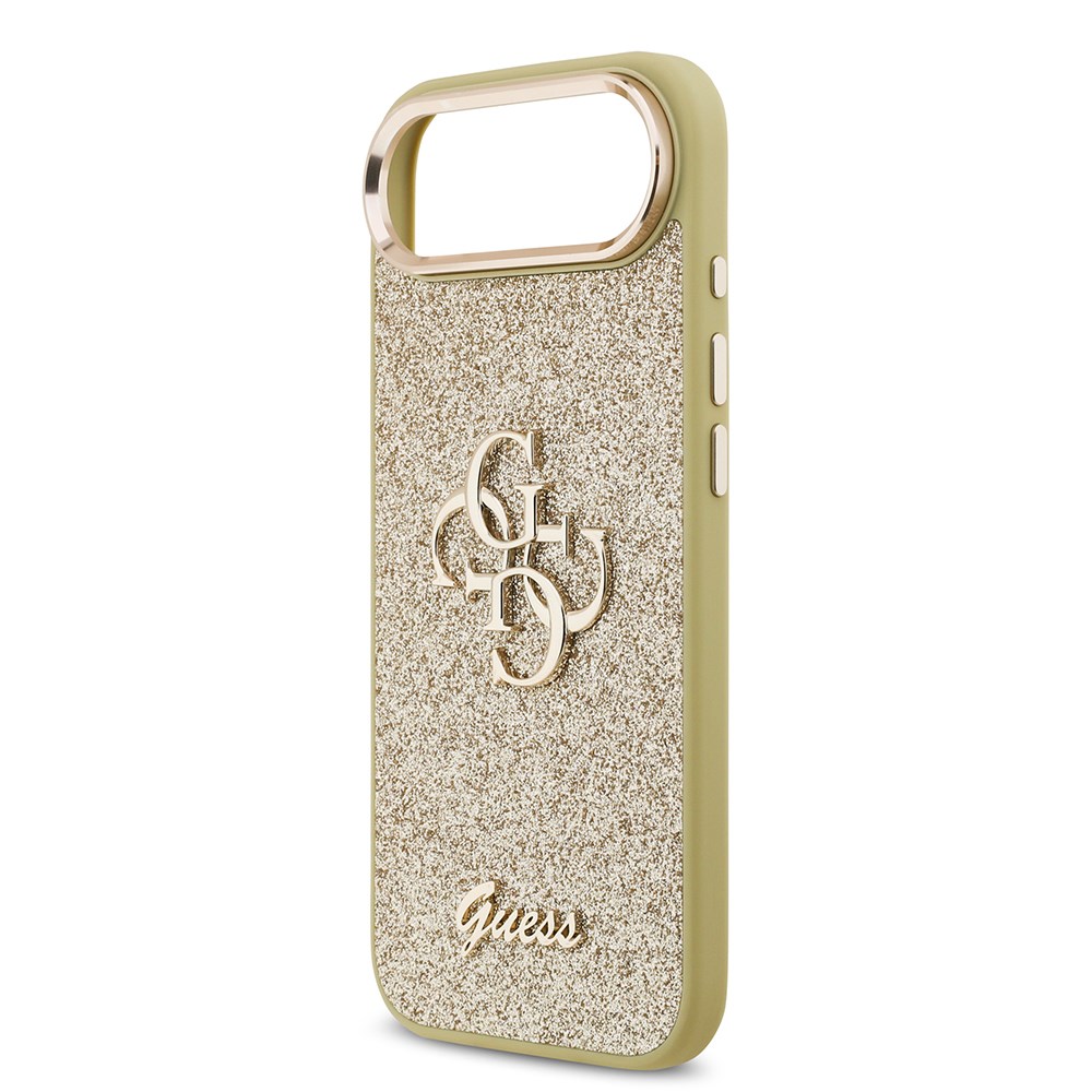 Apple iPhone 17 Air Kılıf Guess Orjinal Lisanslı 4G Büyük Metal Kamera Çerçeveli ve Logolu Glitter Kapak