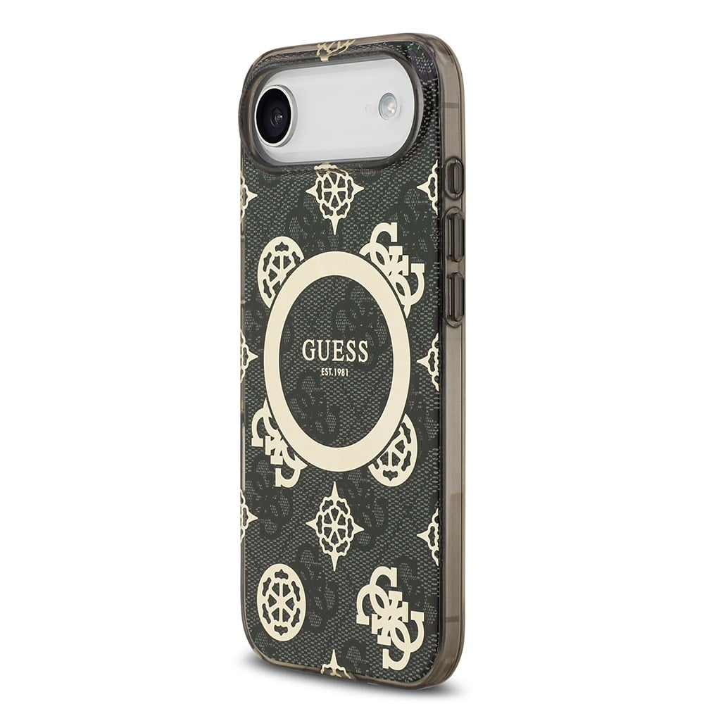 Apple iPhone 17 Air Kılıf Guess Orjinal Lisanslı M-safe Şarj Özellikli IML Peony ve 4G Desenli Klasik Logolu Kapak