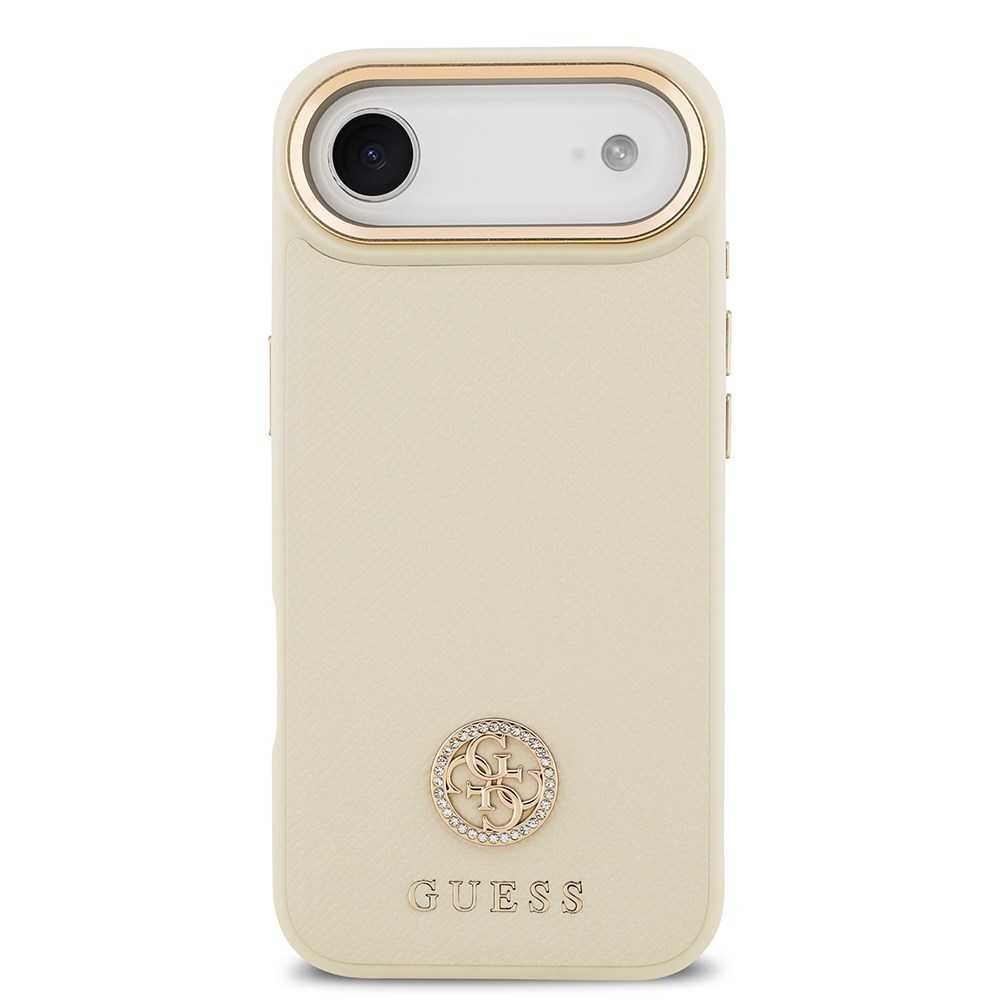Apple iPhone 17 Air Kılıf Guess Orjinal Lisanslı M-safe Şarj Özellikli Grained Yazı ve Taşlı 4G Logolu Kapak